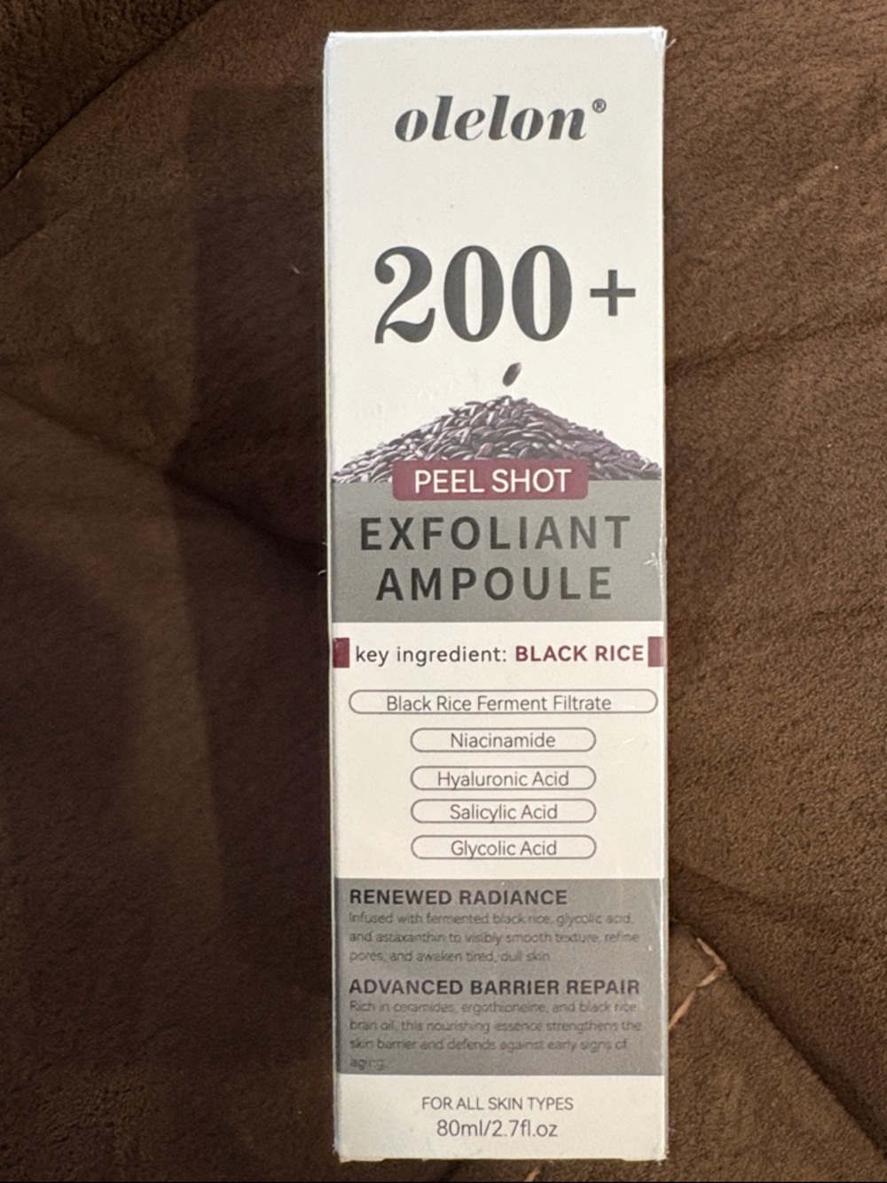 OlelON Peel Shot Exfoliant Ampoule — White with Maroon Accent